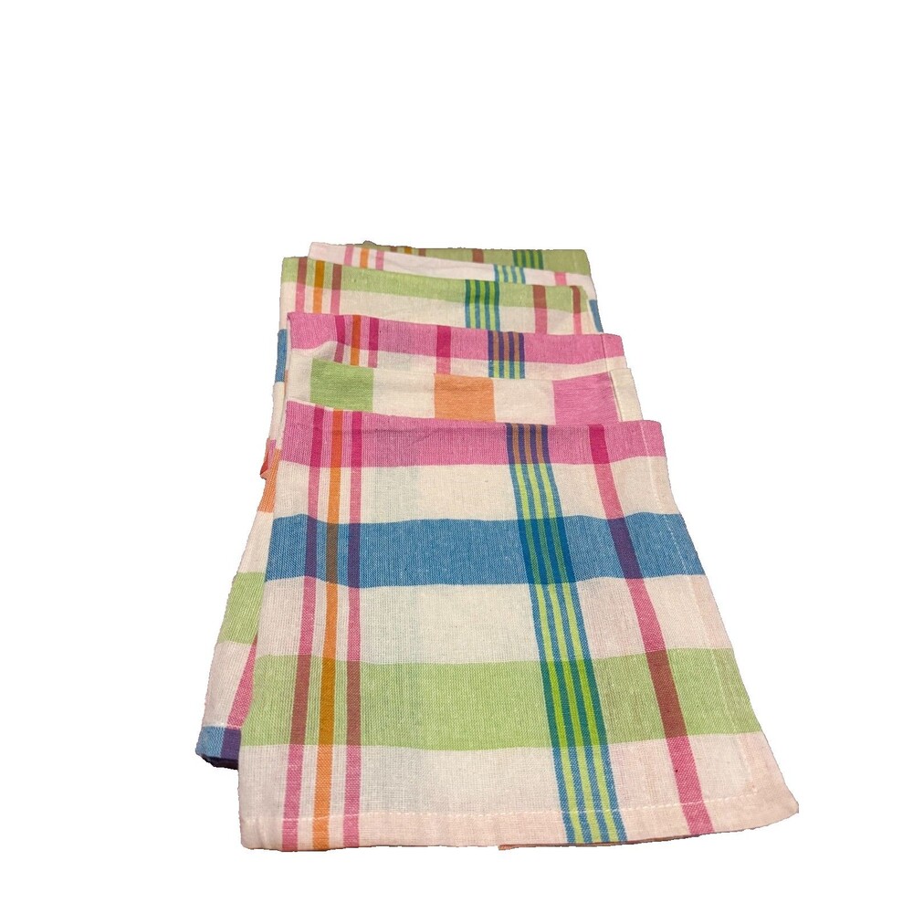 Shabby Chic Cotton Napkins Summer Dining Madras 6